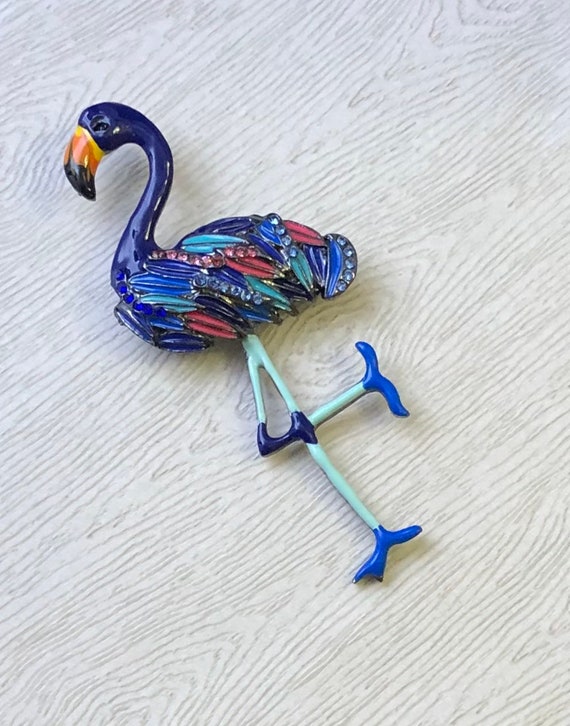 Vintage Style Flamingo Brooch Pendant Etsy UK