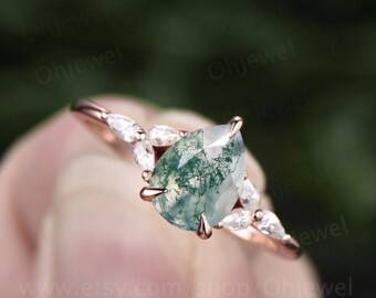 Green Coffin Ring* Moss agate Ring* Sterling Silver ring* handmade ring* Birthstone Ring* Statement Ring* coffin moss agate gemstone ring*