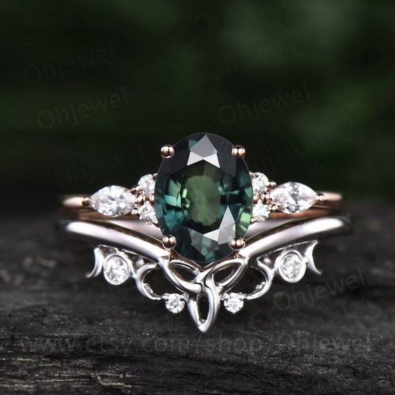 Vintage teal sapphire best sale ring