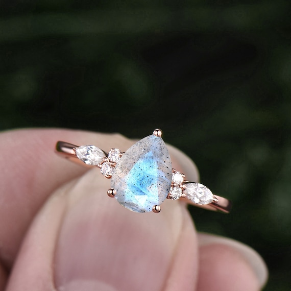 Labradorite diamond ring clearance