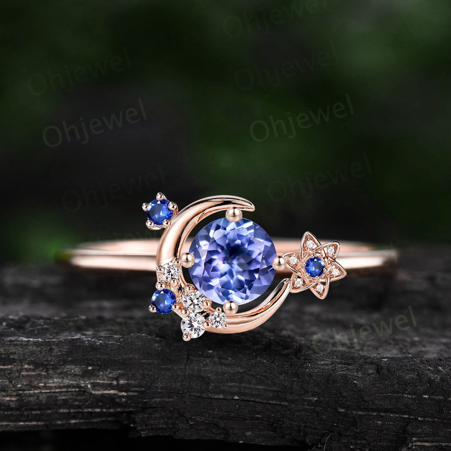 Vintage Tanzanite Cluster Ring