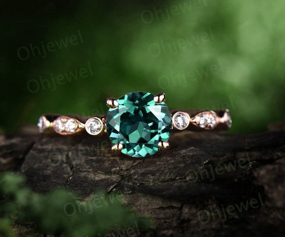 1ct Emerald Engagement Ring Rose Gold 14K 18K Emerald Ring Gold