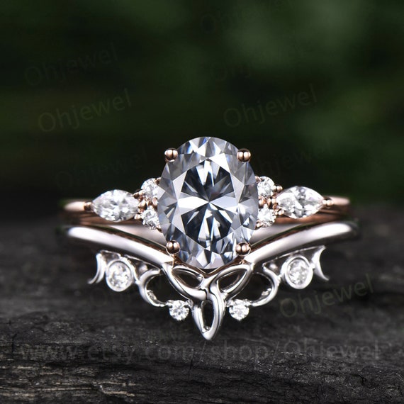 Gray moissanite engagement ring clearance