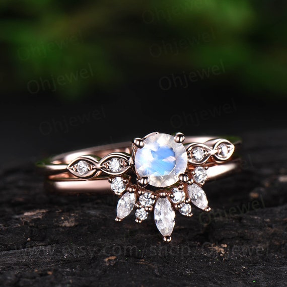 Natural moonstone engagement best sale ring