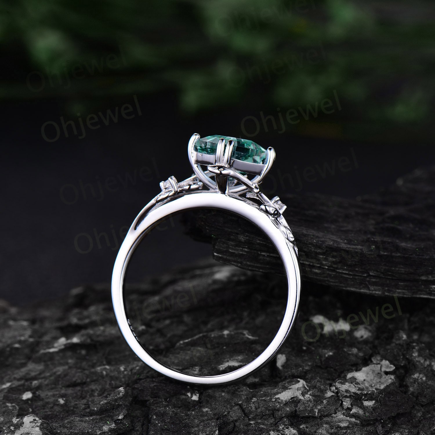 「CTHY HERITAGE」LAYERED RING Twig Red Garnet Ring Vintage Hexagon Cut Garnet Engagement