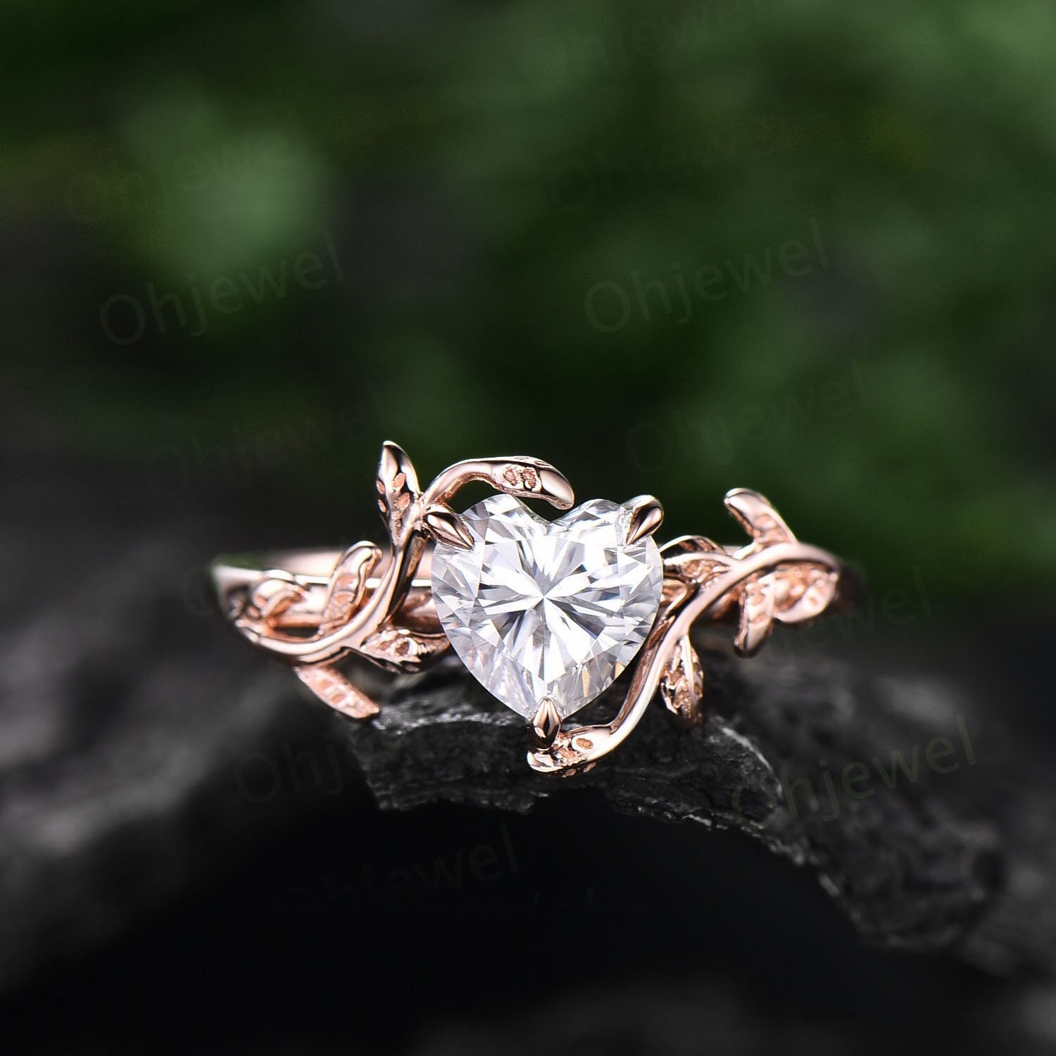 Moissanite Ring Vintage Heart Shaped Moissanite Engagement | Etsy