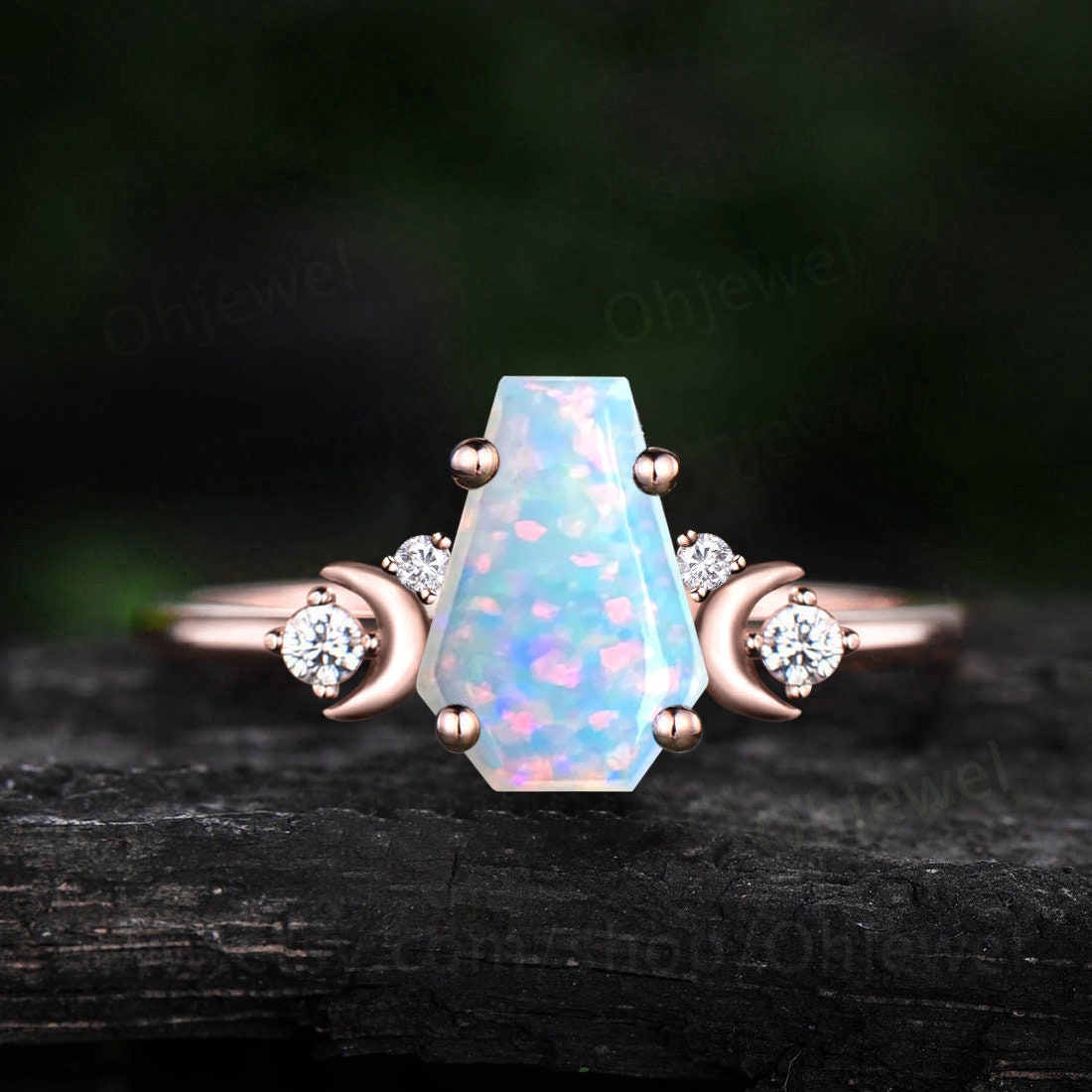 Opal Coffin Ring Etsy Canada