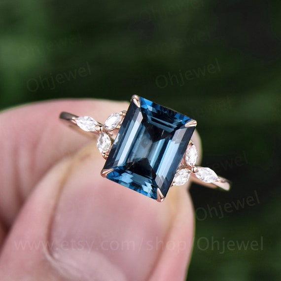 ADELE | Women's London Blue Topaz Engagement Ring | 14K Gold | Platinu - TCR