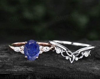 Lapis Lazuli Ring Gold Vintage Oval Cut Lapis Lazuli