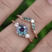 2pcs Three stone engagement ring moissanite crown ring color change alexandrite engagement ring set rose gold alexandrite bridal wedding set 