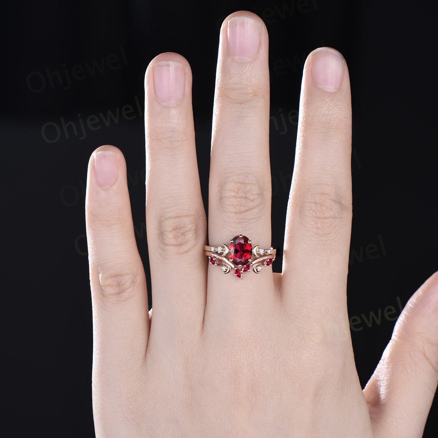 Vintage Oval Cut Ruby Engagement Ring Solid 14k Yellow Gold Art Deco ...