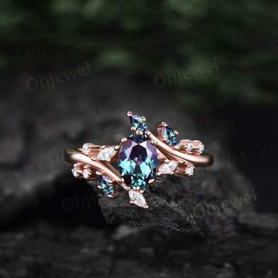 1ct Oval Cut Alexandrite Ring Gold Silver for Women Vintage - Etsy