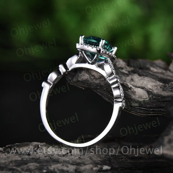 MAIDEN R-128リング　サイズ♯14 1.5ct Emerald Engagement Ring White Gold 14K/18K Emerald