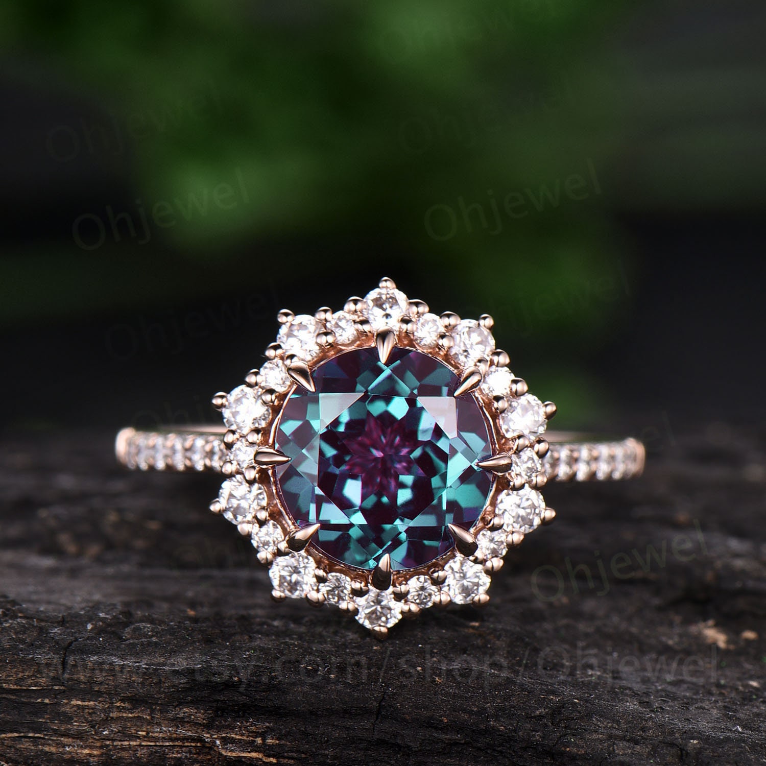 8mm Round Shaped Alexandrite Ring Vintage Color Change Alexandrite ...
