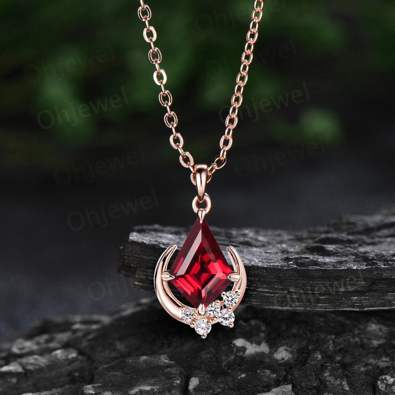 Gold Pendant Red - Etsy