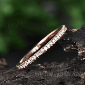 Vintage diamond ring full eternity diamond wedding band solid 14k rose gold ring diamond jewelry bridal anniversary ring graduation gift