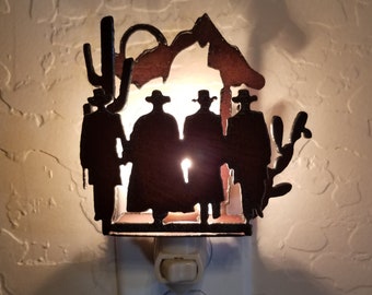 Tombstone OK Corral Doc Holliday Wyat Earp Night Light made out of Rusted Steel 2 week Sale