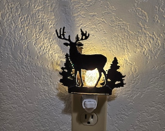 Mule Deer Night Light made out of Rustic Steel