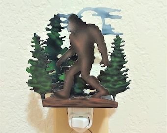 Sasquatch Night Light Airbrushed in Full Color with Forest and Moon Detail