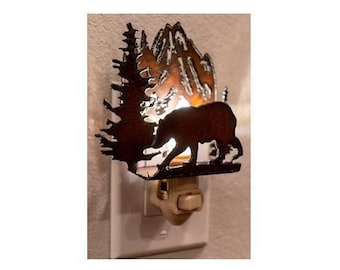 Bear Night Light made out of Rustic Steel
