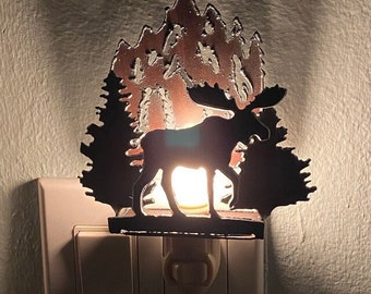 Moose Night Light made out of Rusted Steel