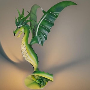Wyvern Green Dragon Amphiptere aus Stahl- Original Design Sammlerstück