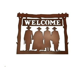 Welcome Sign with Doc Holliday and Wyatt Earp Tombstone Scene OK Corral made out of Rusted Steel 3 week sale