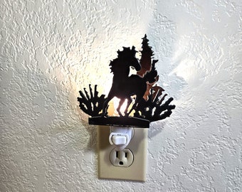 Horse Bronco Mustang Night Light made out of Durable Rustic Steel