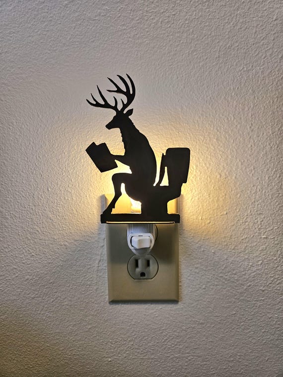 Deer Buck Using the Toilet as a Night Light- made from durable, smooth, rustic steel