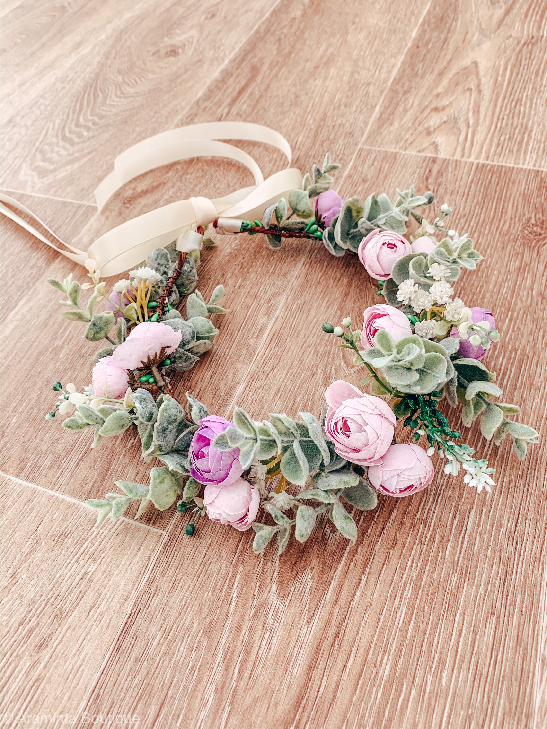 Pastel Purple Lilac Flower Crown Eucalyptus Leaf Crown Etsy UK