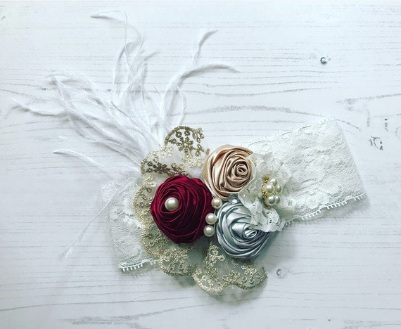 BABY GIRLS BOW FLOWER PINK CREAM WHITE HEADBAND HAIRBAND LACE DIAMANTE SET OF 3