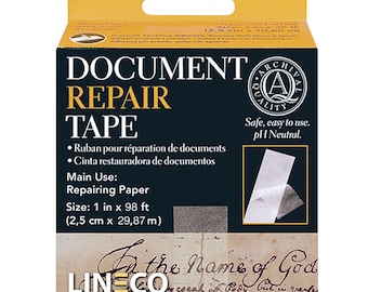 Cinta autoadhesiva transparente para reparación de documentos Lineco, 2,5 cm x 30 m