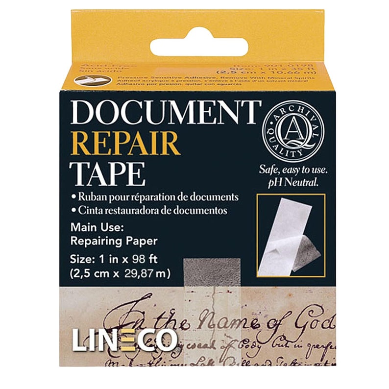 Ruban adhésif transparent pour réparation de documents Lineco 2,5 cm x 30 m image 1