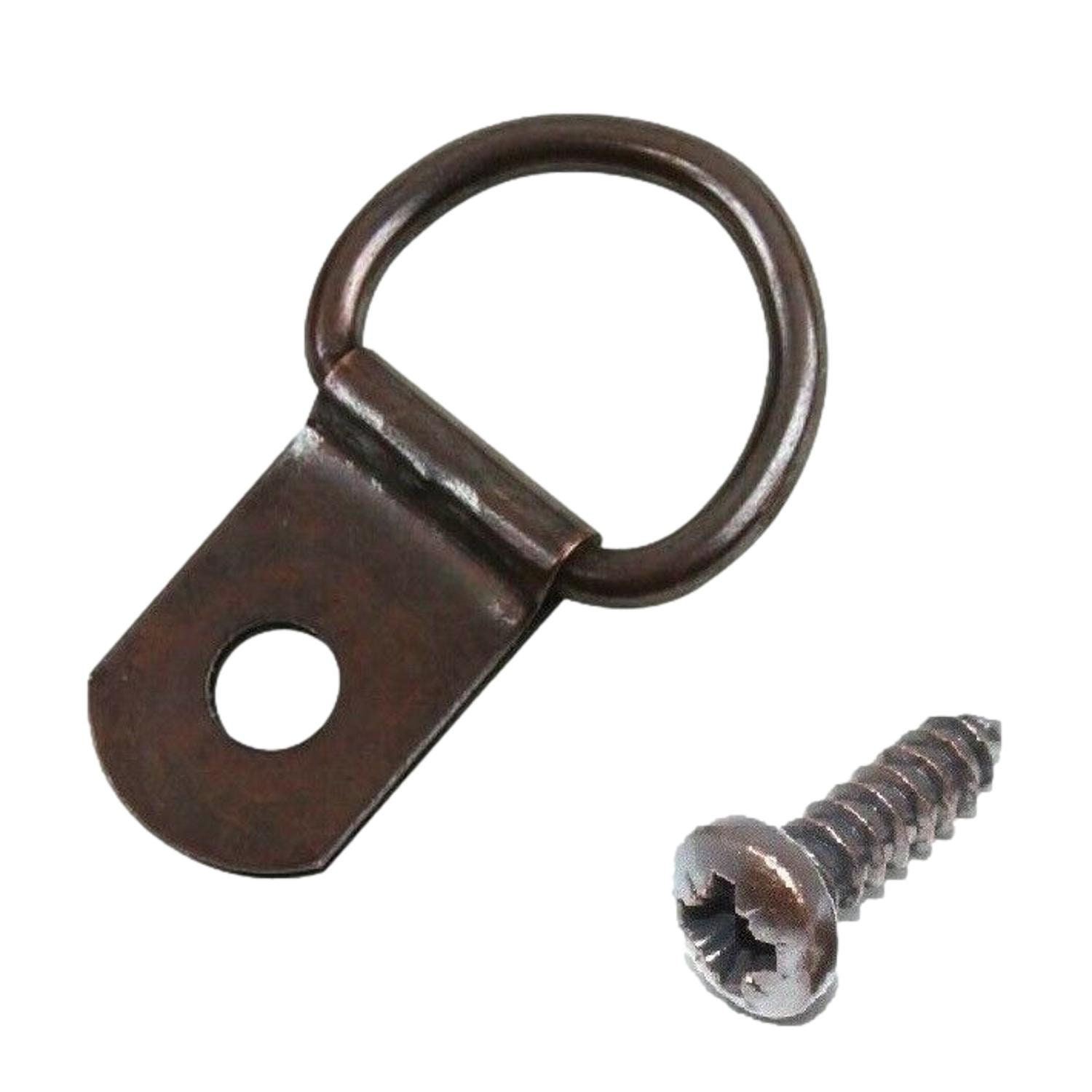 Bronze D Rings & Screws for Picture Frame Hanging, Packs of 2, 10, 20