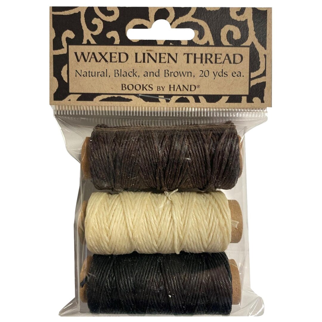 Books by Hand Natural Waxed Linen Thread 18m Natural Black & Brown for ...