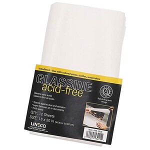 Lineco Glassine Paper Sheet Non Buffered Interleaving Tissue Bianco (confezione da 12)