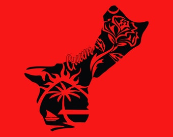 Guam SVG, Guam Flores Rosa, Guam Island,Guam Map Guam Seal, Rose