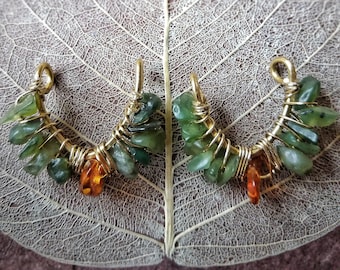 Tribal Brass Nipple Piercing Jewelry with Jade and Amber