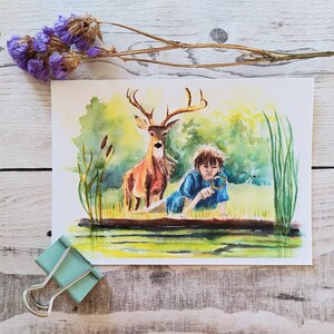 Carte imprimée de l'illustration aquarelle "explorateur de la nature“