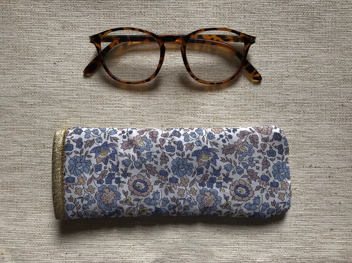 Liberty Fleece Glasses Case With Gold Bias Etsy