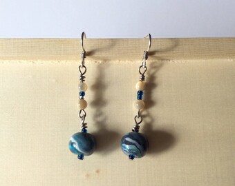 Tropical, Ocean Theme Earrings, Mother of Pearl, Gift for Her, Handmade ear wires