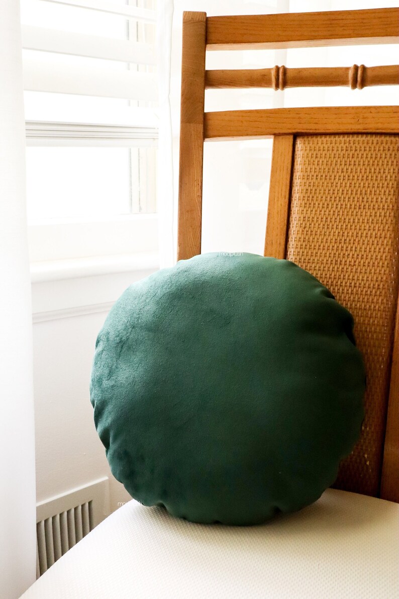 Forest Green Velvet Pillow / Round Velvet Pillow / Round Etsy