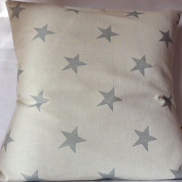 Housse de coussin coton bio 'étoiles' gris souris