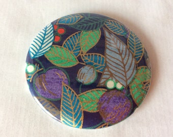 Mirror magnet badge Japanese paper foliage / berries