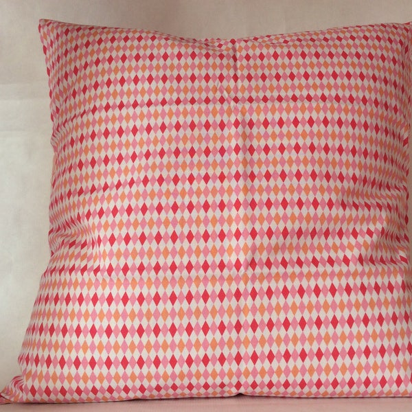 Housse de coussin losanges multico rose