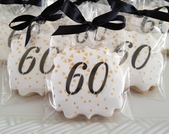 Custom Cookies | Number Initial Birthday Anniversary Cookies | 16th 18th 21st 25th 30th 40th 50th 60th 70th | Wedding Shower | Custom Color