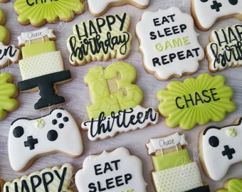 Gamer Cookies 2 Dozen | 10th 13th 16th 18th 30th Birthday | Computer Games Comic Book Teenager Boy Birthday