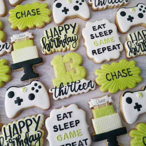 Gamer Cookies 2 Dozen | 10th 13th 16th 18th 30th Birthday | Computer Games Comic Book Teenager Boy Birthday