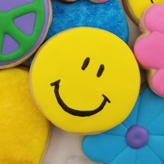 Smiley Face Sugar Cookies Happy Face Cookies Be Happy Etsy