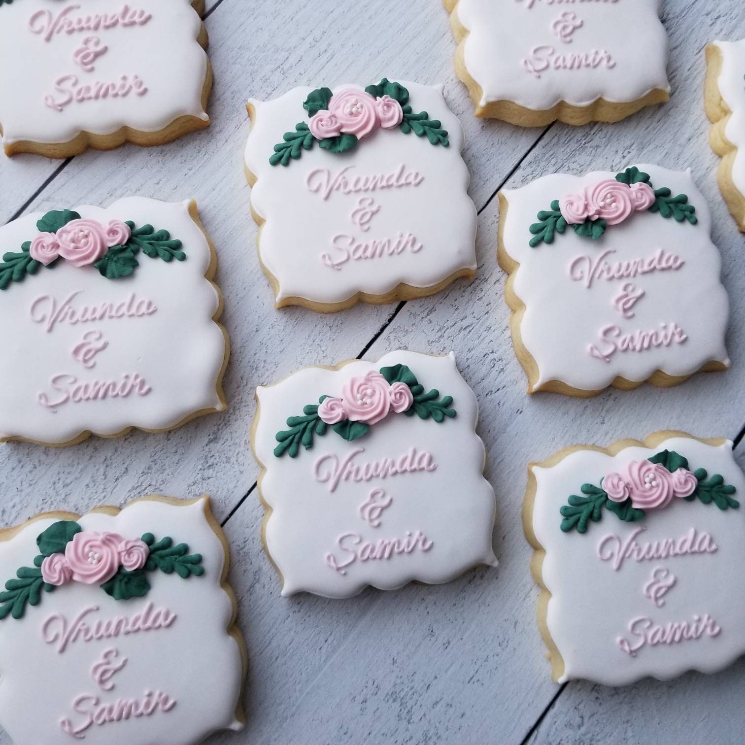 Floral Wedding Cookies Personalized Custom Cookies